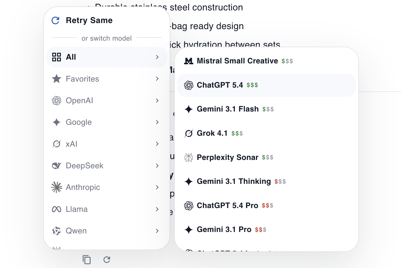 Retry the same prompt with another AI